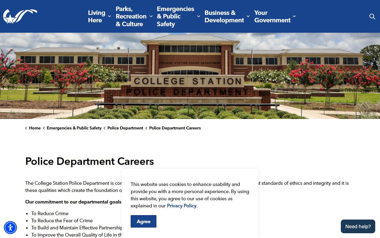 College Station Police Department official page