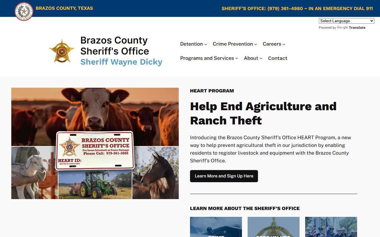 Brazos County Sheriff's Office inmate records and detention navigation